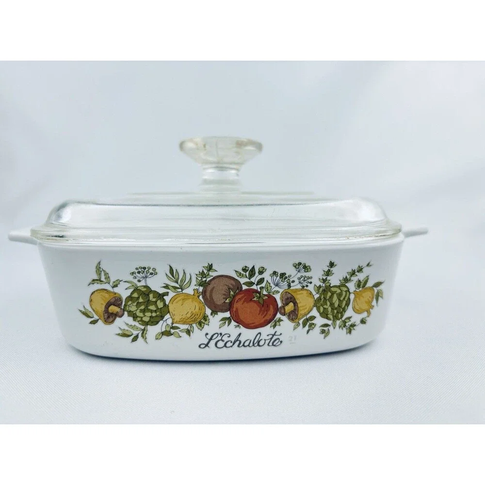 Corning Ware Spice O'‎ Life L'Echalote 1 Quart Dish Lid Rare Stamp